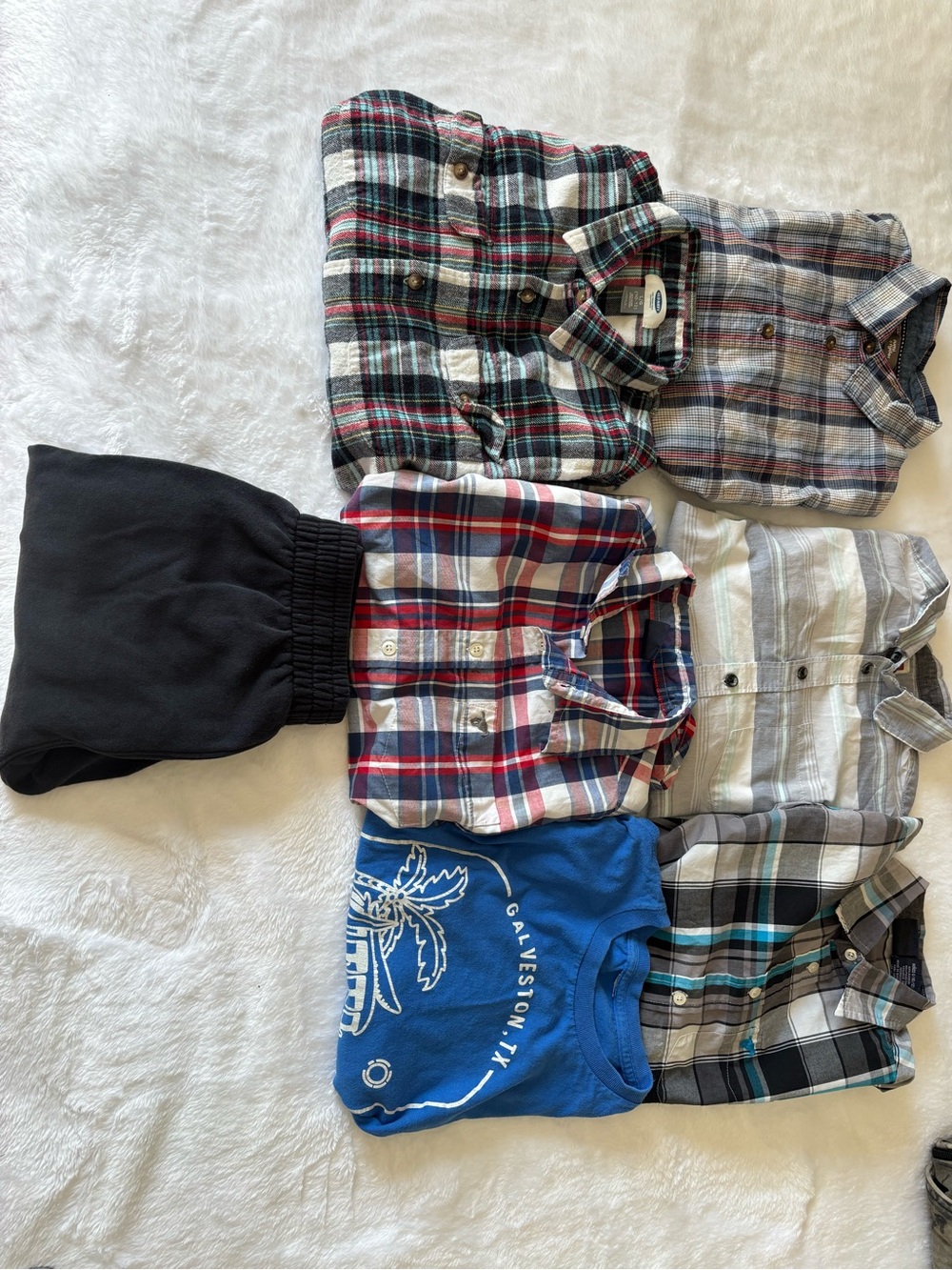 Boys Size 10-12 Mixed Plaid Button-Up Shirts & Tee Bundle